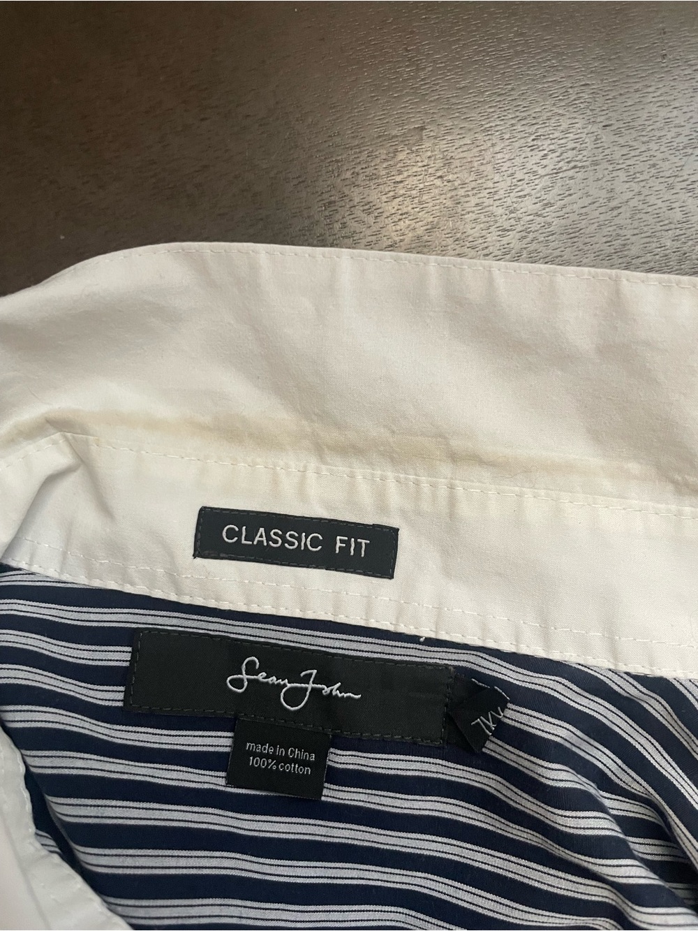 Sean John Long Sleeve Button Up Navy & White Striped XXL 100% Cotton Y2K Skate - Picture 9 of 9